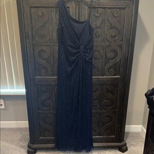 Adrianna Papell Midnight Blue One-Shoulder Dress